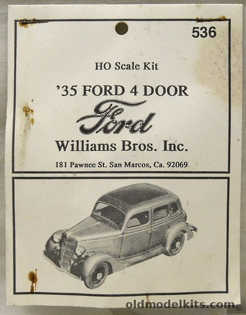 Williams Brothers 1/87 1935 Ford Four Door Sedan - HO Scale - Bagged, 536 plastic model kit